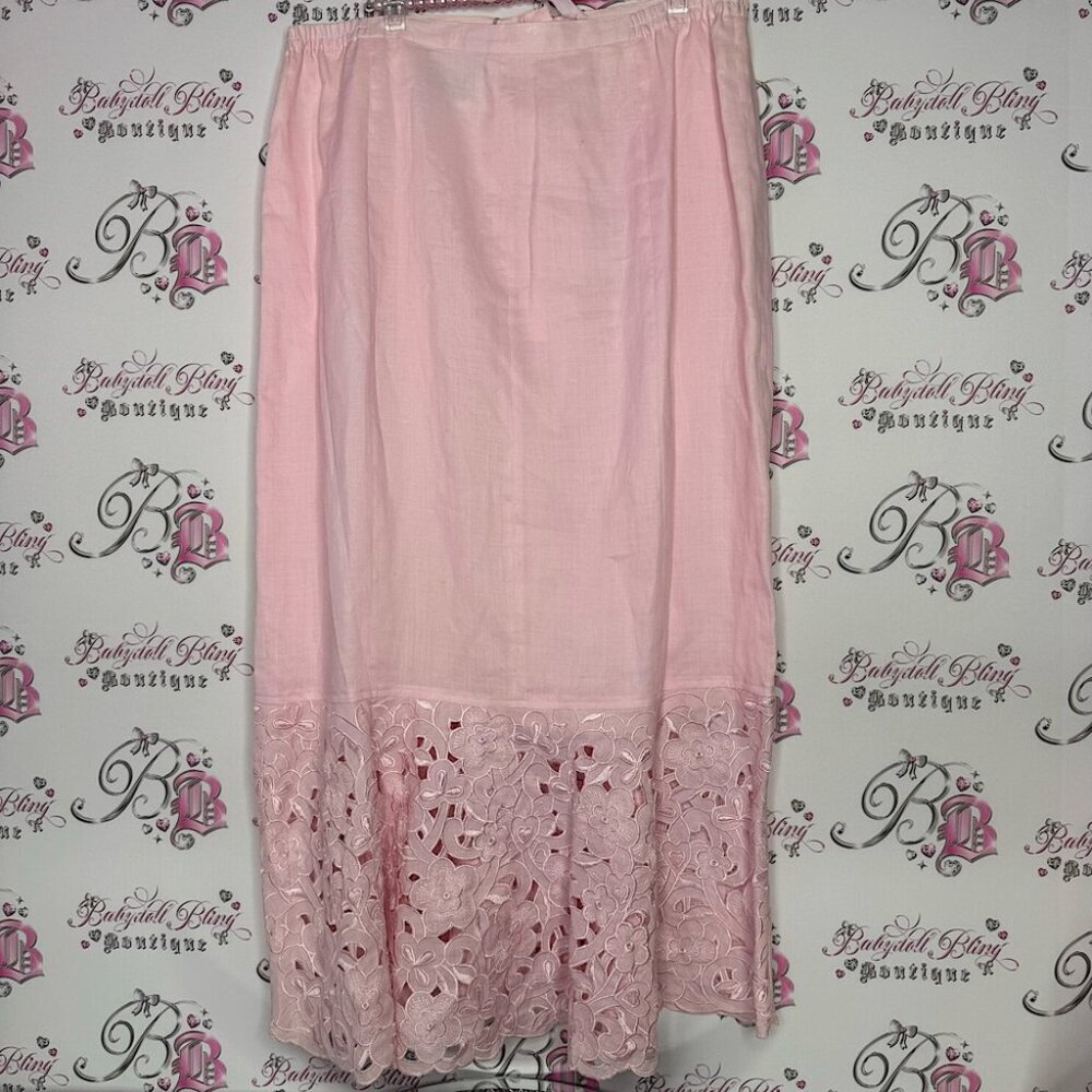 Donna Vinci skirt brand new with tags linen floral hem bottom luxury bridal luxe